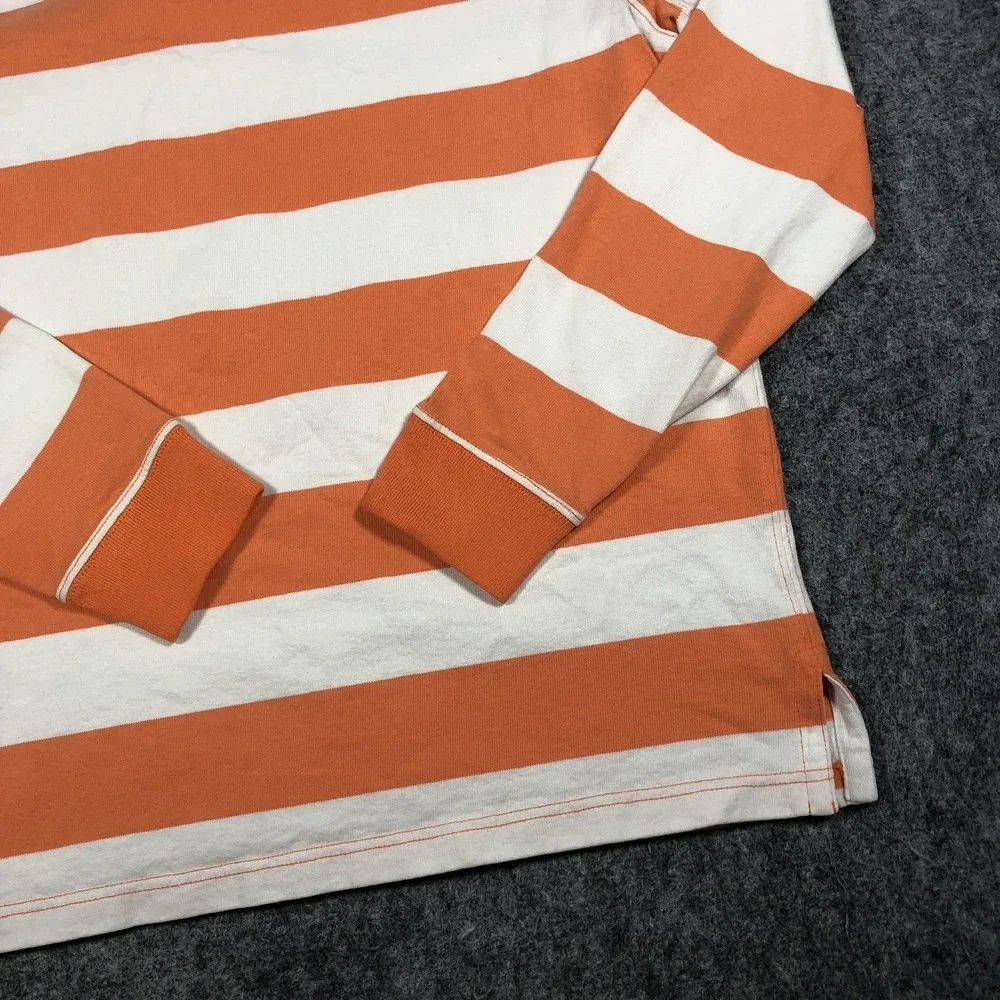 Vintage Polo Ralph Lauren Rugby Shirt Mens M Orange White Stripe Long Sleeve